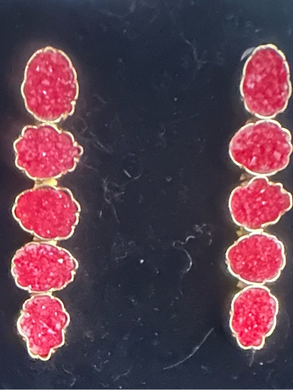 Krush Kandy Gold-Tone Linear Drop Earrings with Red Druzy Accents
